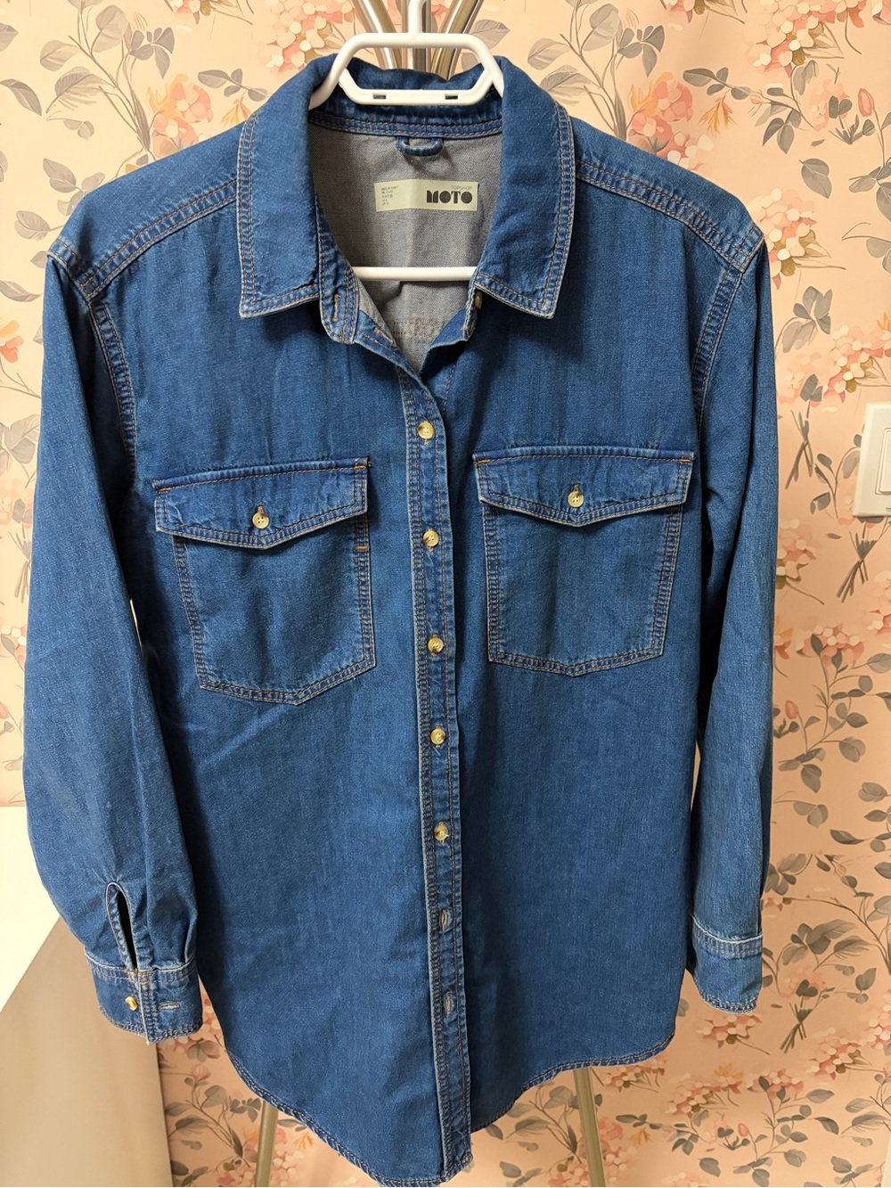 Topshop MOTO Blue Denim Button-Up Shirt